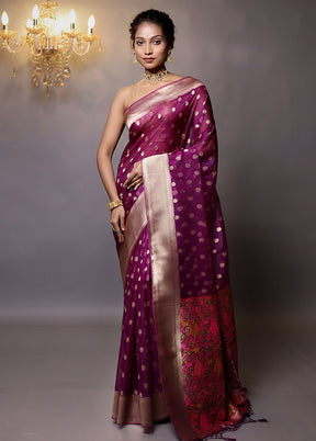 Purple Organza Saree With Blouse Piece