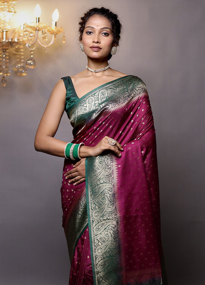 Purple Dupion Silk Saree With Blouse Piece