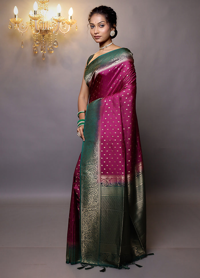 Purple Dupion Silk Saree With Blouse Piece - Indian Silk House Agencies