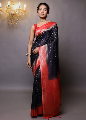 Black Dupion Silk Saree With Blouse Piece