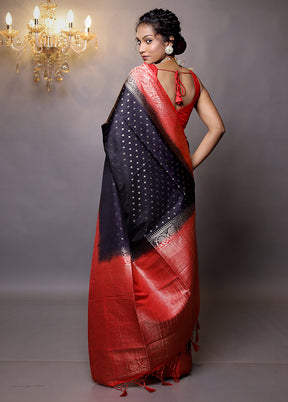 Black Dupion Silk Saree With Blouse Piece