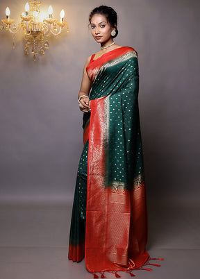 Green Dupion Silk Saree With Blouse Piece - Indian Silk House Agencies