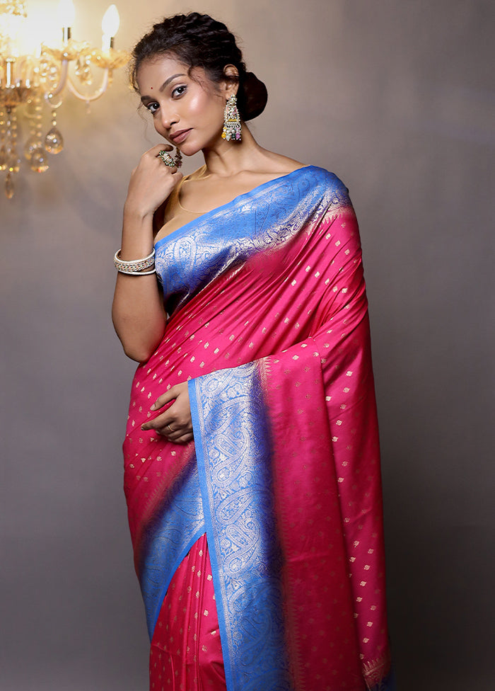 Pink Dupion Silk Saree With Blouse Piece