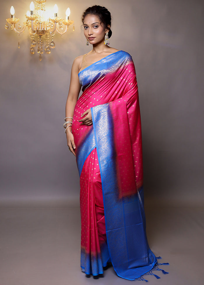 Pink Dupion Silk Saree With Blouse Piece - Indian Silk House Agencies