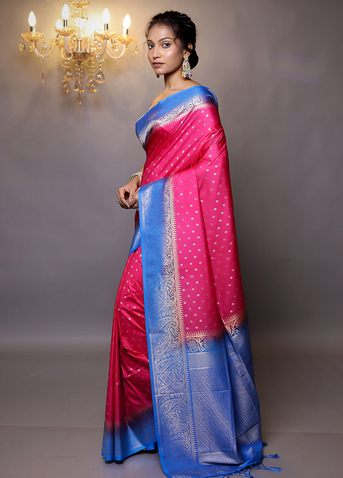 Pink Dupion Silk Saree With Blouse Piece - Indian Silk House Agencies