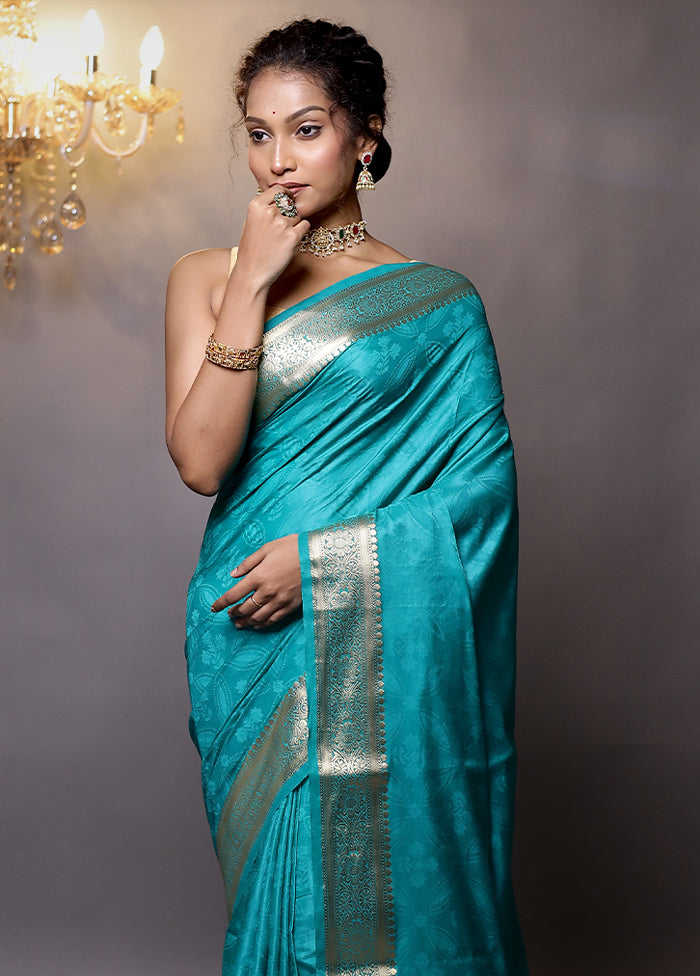 Green Dupion Silk Saree With Blouse Piece - Indian Silk House Agencies