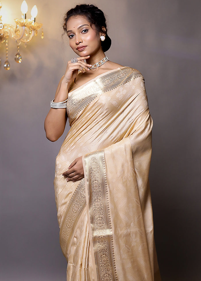 Cream Dupion Silk Saree With Blouse Piece - Indian Silk House Agencies