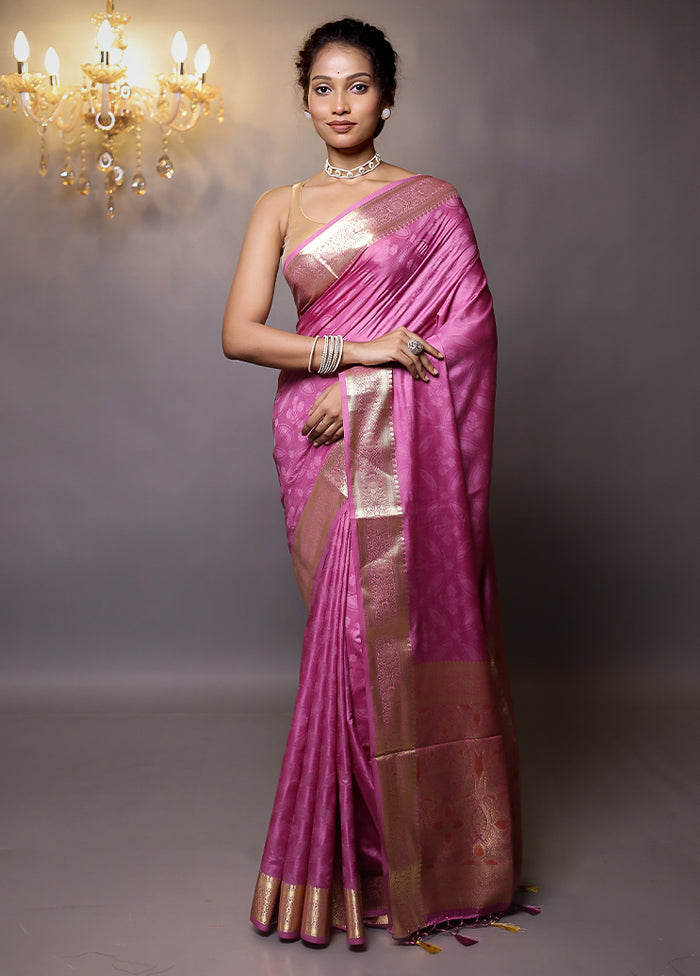 Purple Dupion Silk Saree With Blouse Piece