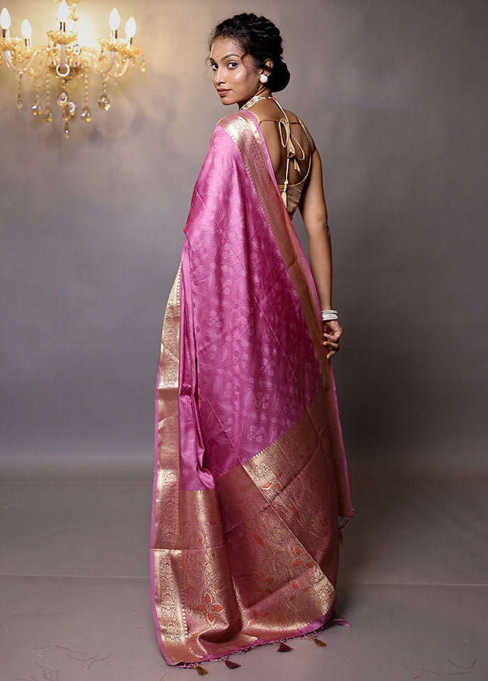 Purple Dupion Silk Saree With Blouse Piece