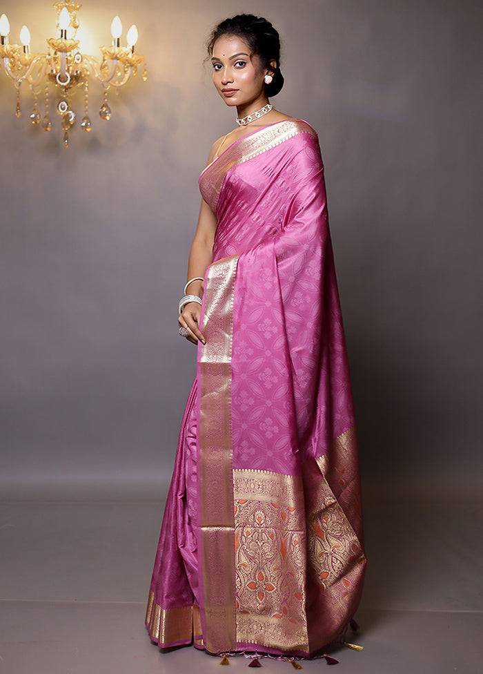 Purple Dupion Silk Saree With Blouse Piece