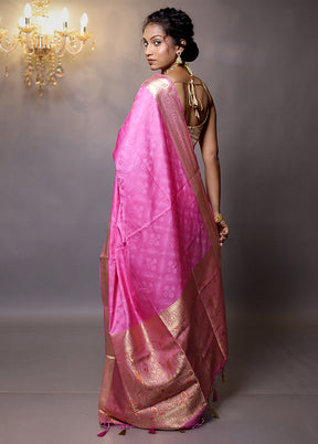 Pink Dupion Silk Saree With Blouse Piece