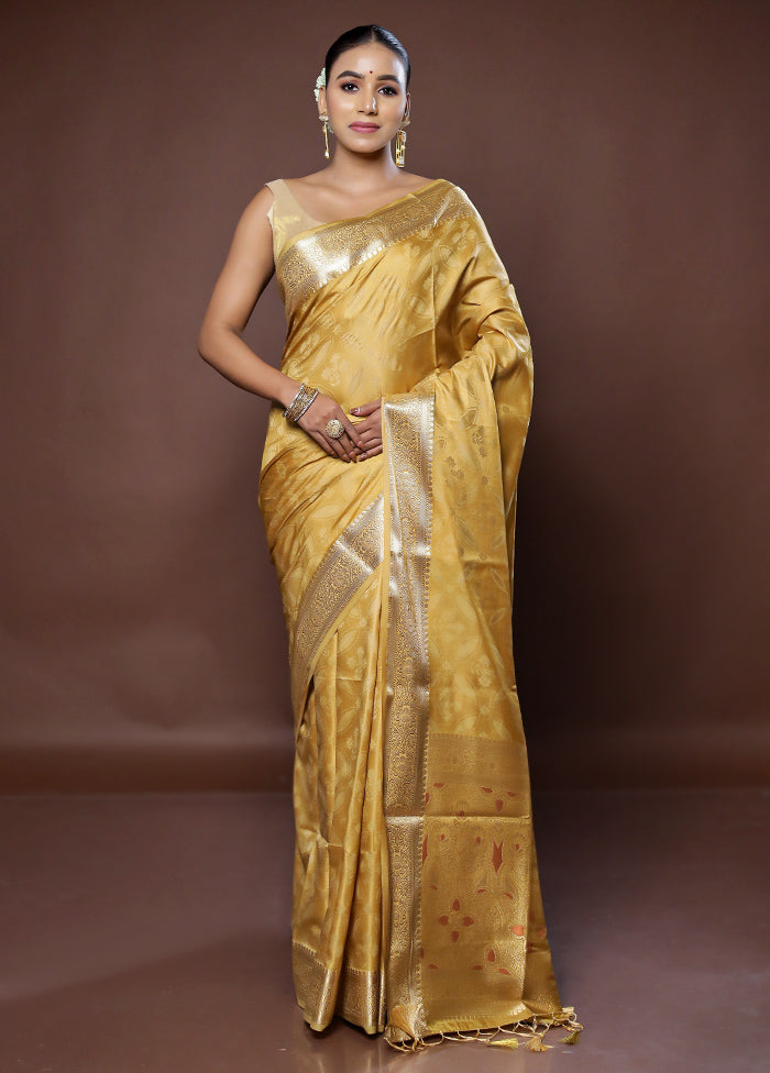 Cream Dupion Silk Saree With Blouse Piece