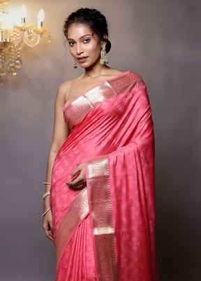 Pink Dupion Silk Saree With Blouse Piece