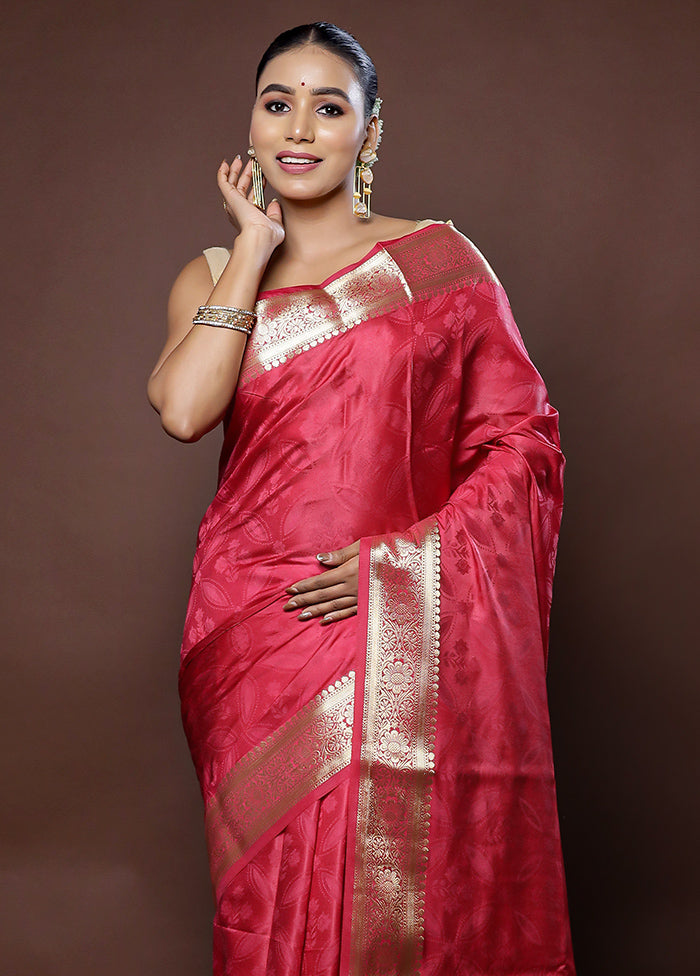 Pink Dupion Silk Saree With Blouse Piece