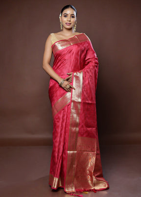 Pink Dupion Silk Saree With Blouse Piece