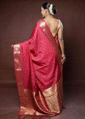 Pink Dupion Silk Saree With Blouse Piece - Indian Silk House Agencies