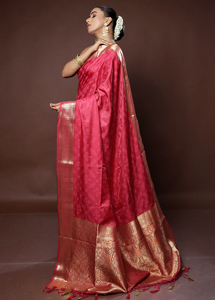 Pink Dupion Silk Saree With Blouse Piece - Indian Silk House Agencies