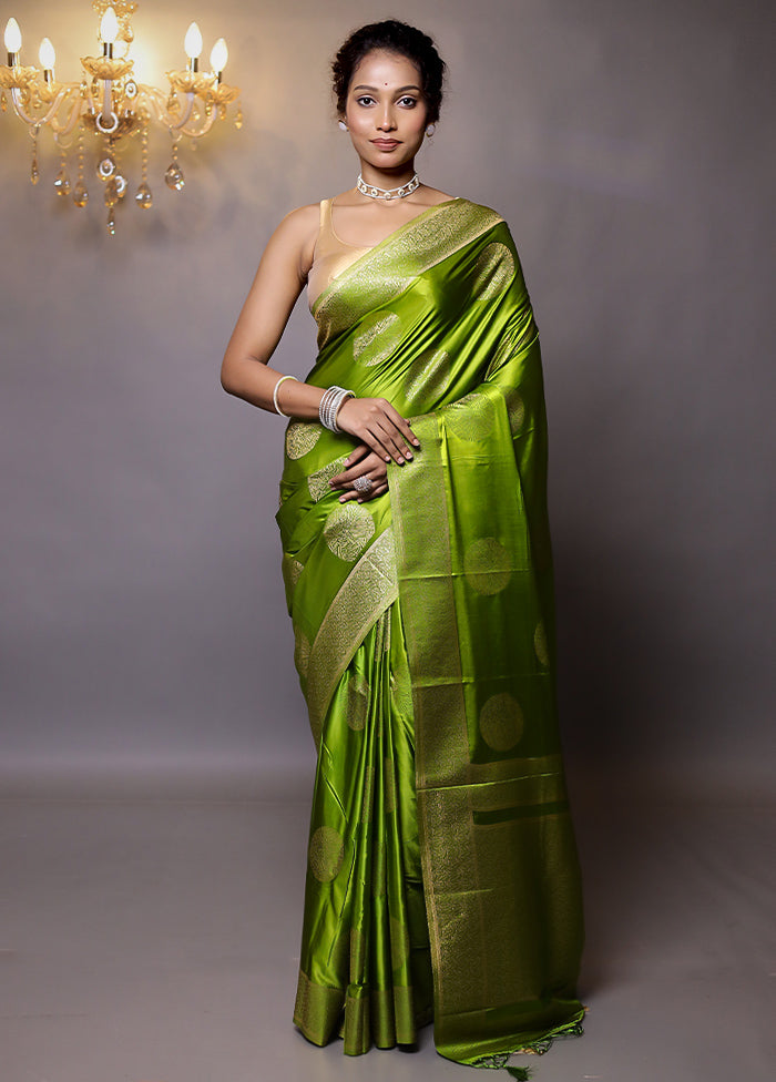 Green Dupion Silk Saree With Blouse Piece