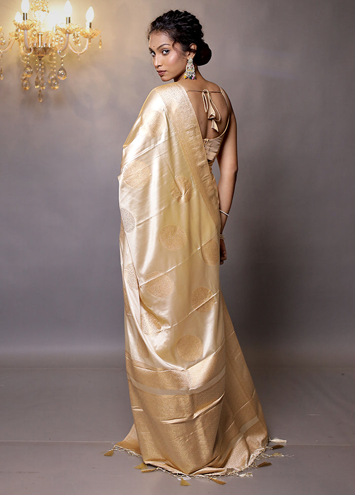 Cream Dupion Silk Saree With Blouse Piece