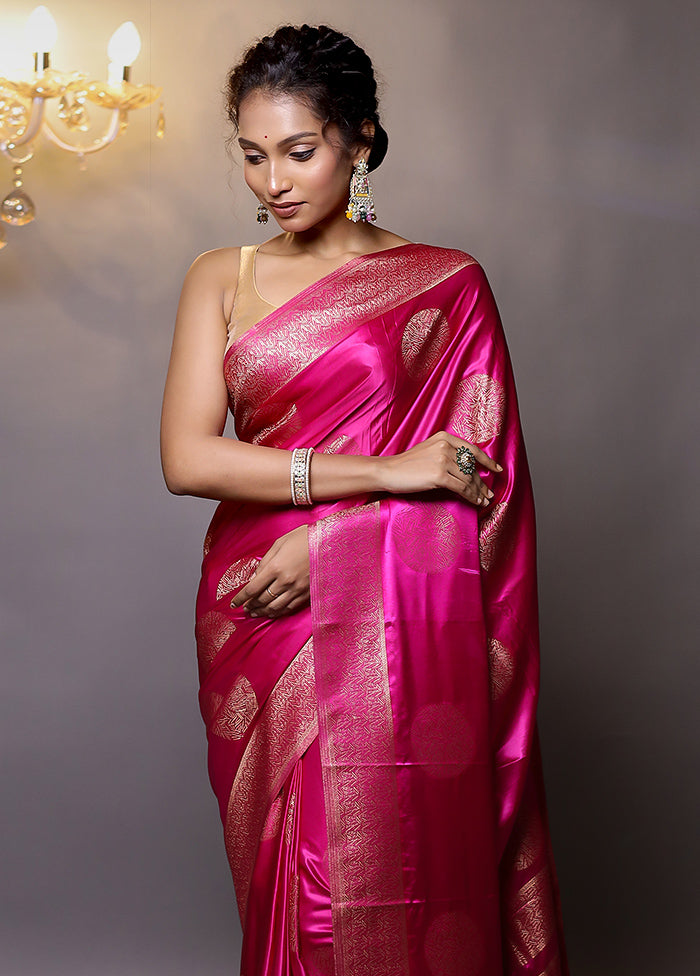 Pink Dupion Silk Saree With Blouse Piece