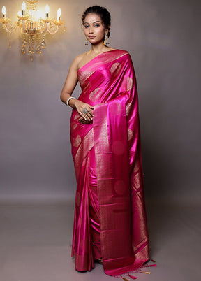 Pink Dupion Silk Saree With Blouse Piece