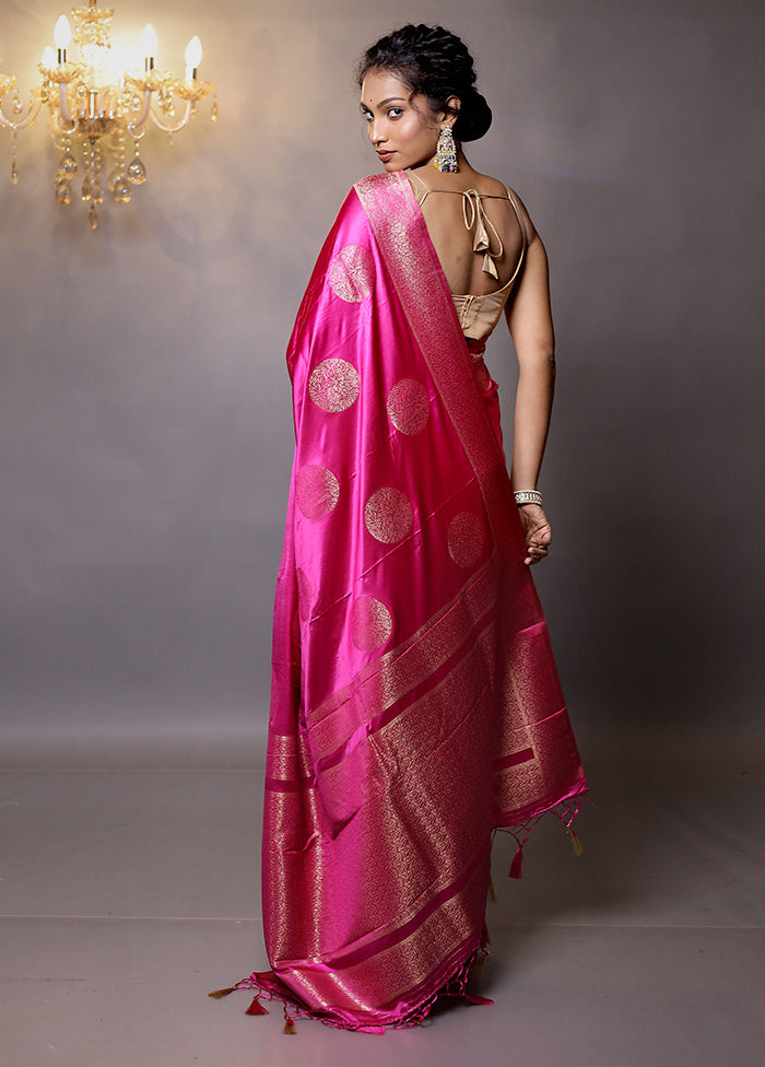 Pink Dupion Silk Saree With Blouse Piece