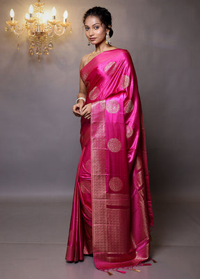 Pink Dupion Silk Saree With Blouse Piece