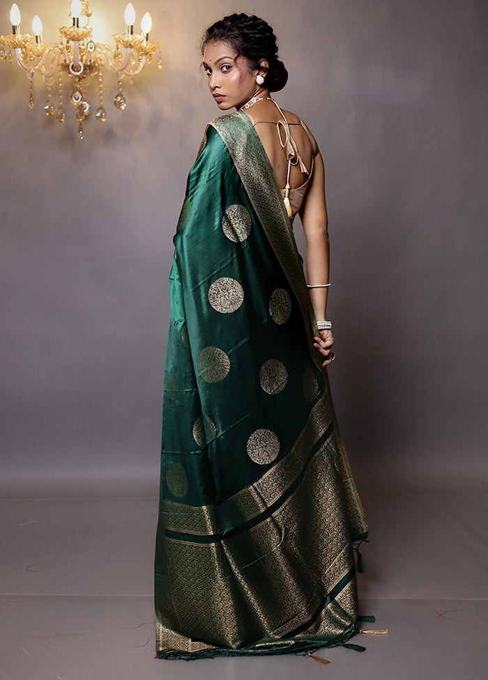 Green Dupion Silk Saree With Blouse Piece