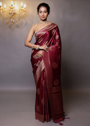 Maroon Dupion Silk Saree With Blouse Piece