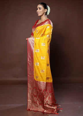 Yellow Dupion Silk Saree With Blouse Piece - Indian Silk House Agencies