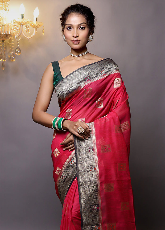 Pink Dupion Silk Saree With Blouse Piece - Indian Silk House Agencies