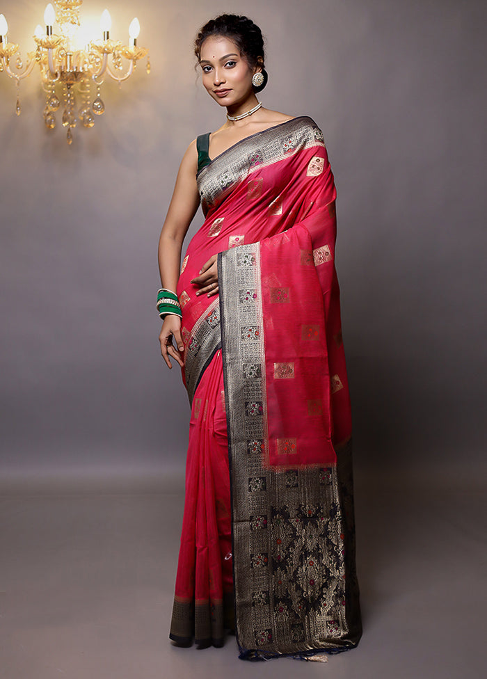 Pink Dupion Silk Saree With Blouse Piece