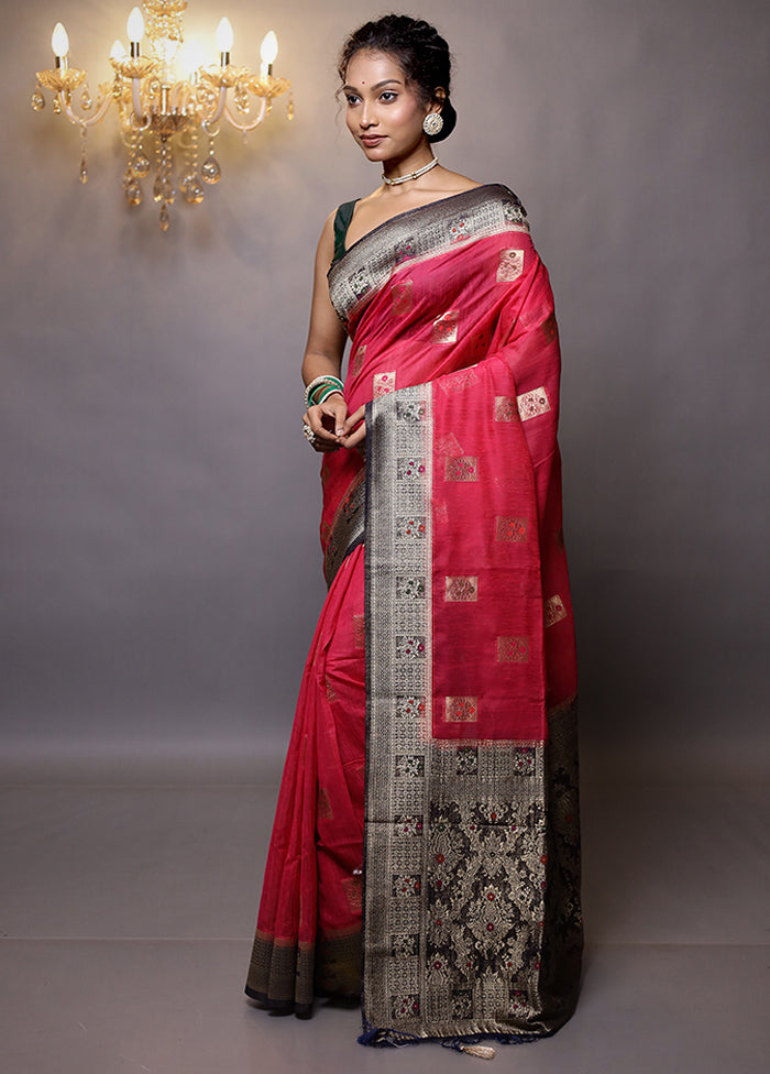 Pink Dupion Silk Saree With Blouse Piece - Indian Silk House Agencies