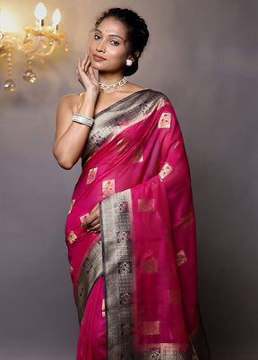 Pink Dupion Silk Saree With Blouse Piece