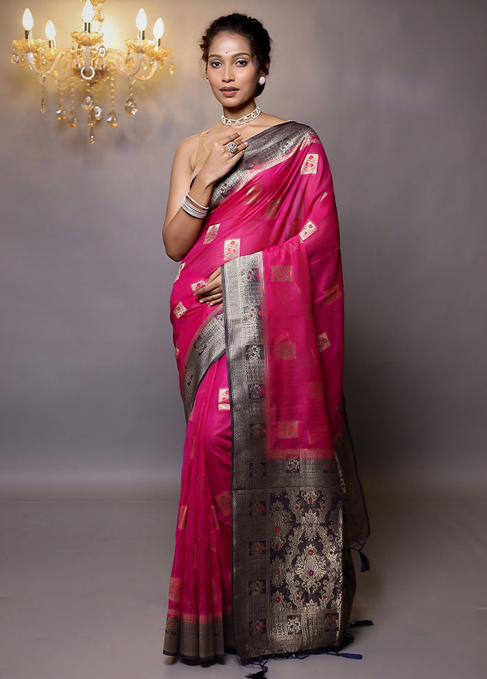 Pink Dupion Silk Saree With Blouse Piece