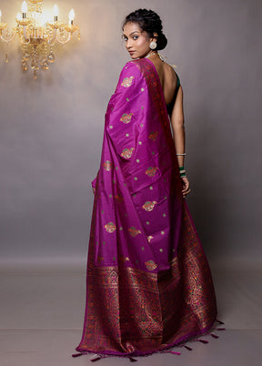 Purple Dupion Silk Saree With Blouse Piece