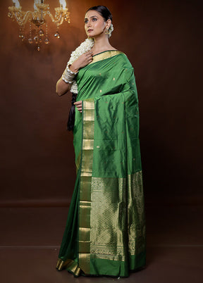 Green Kanjivaram Silk Saree With Blouse Piece