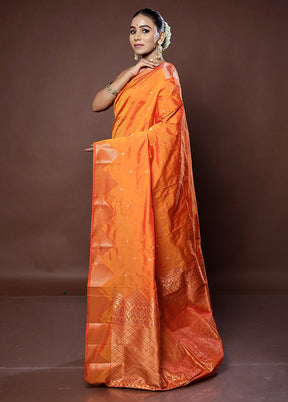 Rust Kanjivaram Silk Saree With Blouse Piece