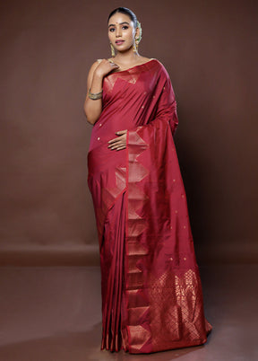 Red Kanjivaram Silk Saree With Blouse Piece - Indian Silk House Agencies