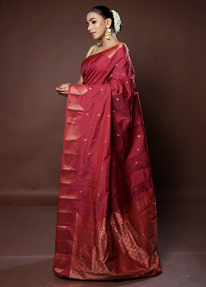 Red Kanjivaram Silk Saree With Blouse Piece - Indian Silk House Agencies