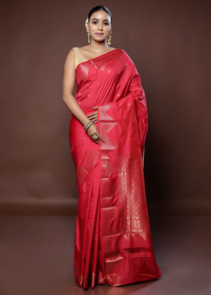 Red Kanjivaram Silk Saree With Blouse Piece