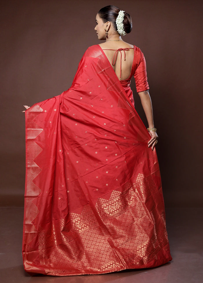 Red Kanjivaram Silk Saree With Blouse Piece