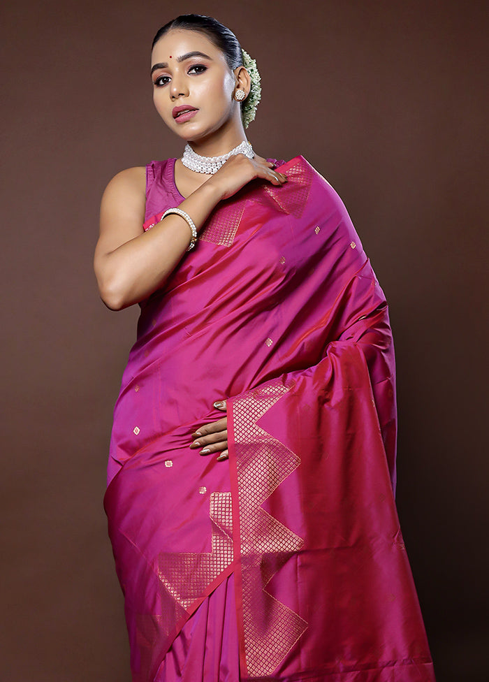 Purple Kanjivaram Silk Saree With Blouse Piece