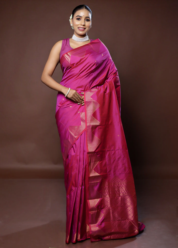 Purple Kanjivaram Silk Saree With Blouse Piece