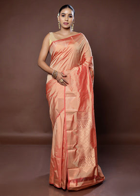 Rust Kanjivaram Silk Saree With Blouse Piece