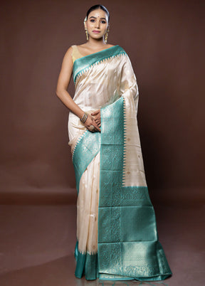 Cream Tussar Silk Saree With Blouse Piece - Indian Silk House Agencies