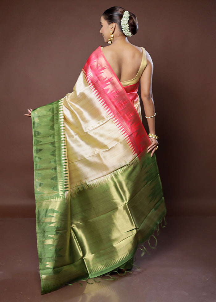 Cream Tussar Silk Saree With Blouse Piece - Indian Silk House Agencies