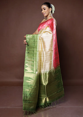 Cream Tussar Silk Saree With Blouse Piece - Indian Silk House Agencies