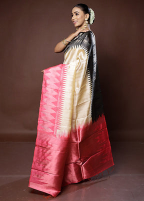 Cream Tussar Silk Saree With Blouse Piece - Indian Silk House Agencies