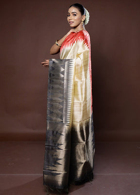 Cream Tussar Silk Saree With Blouse Piece